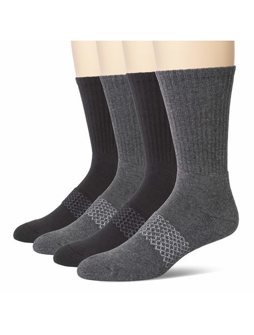 u&i Men's Performance Cushion Cotton Athletic Quarter Crew Socks (4-Pack/8-Pack)