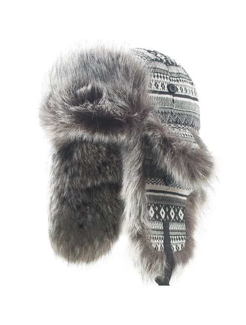 Janey&Rubbins Unisex Winter Knit Russian Ushanka Cossack Trapper Pilot Aviator Cap Hat