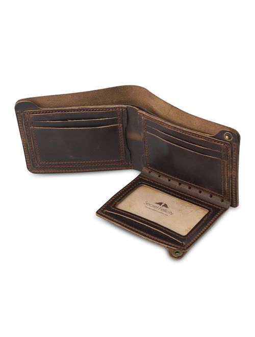 Secret Felicity Men's Genuine Leather Bifold Wallet,Entirely Handmade (SF1001)