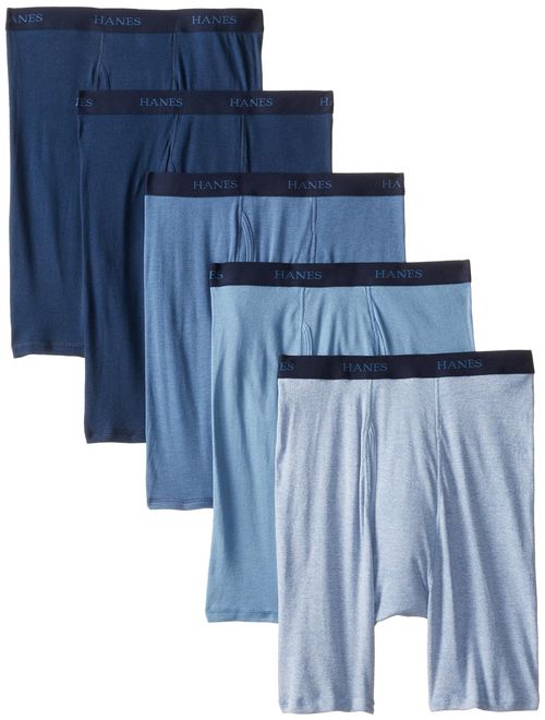 Hanes Ultimate Men's 5-Pack Assorted Long Leg Boxer with ComfortFlex Waistband Briefs