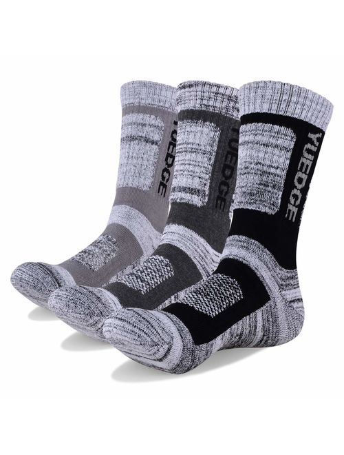 YUEDGE Men's 5 Pairs Cushion Crew Athletic Socks Multi Performance Outdoor Sports Hiking Trekking Socks ...