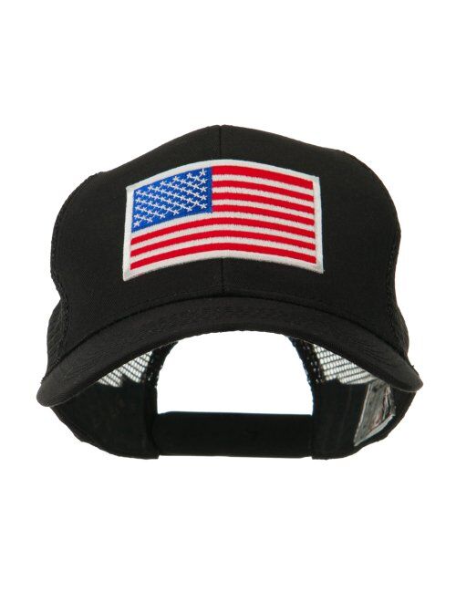 e4Hats.com 6 Panel Mesh American Flag White Patch Cap