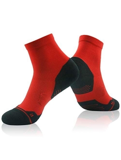 Running Socks Ankle Support, HUSO Men Women High Performance Arch Compression Cushioned Quarter Socks 1,2,3,4,6 Pairs