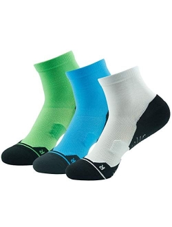 Running Socks Ankle Support, HUSO Men Women High Performance Arch Compression Cushioned Quarter Socks 1,2,3,4,6 Pairs