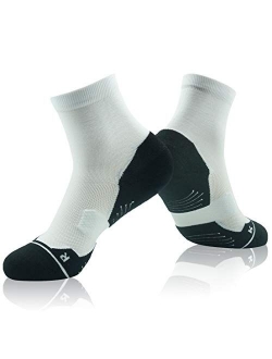 Running Socks Ankle Support, HUSO Men Women High Performance Arch Compression Cushioned Quarter Socks 1,2,3,4,6 Pairs