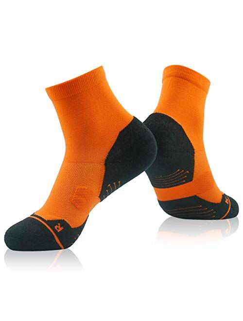 Running Socks Ankle Support, HUSO Men Women High Performance Arch Compression Cushioned Quarter Socks 1,2,3,4,6 Pairs