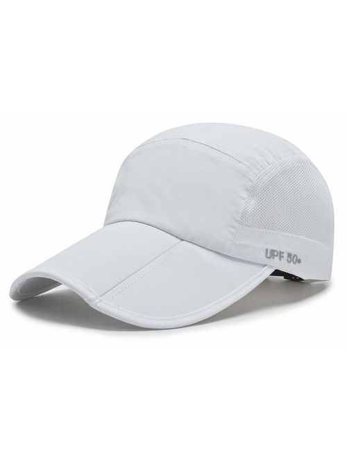 ELLEWIN Unisex Baseball Cap UPF 50 Unstructured Hat with Foldable Long Large Bill