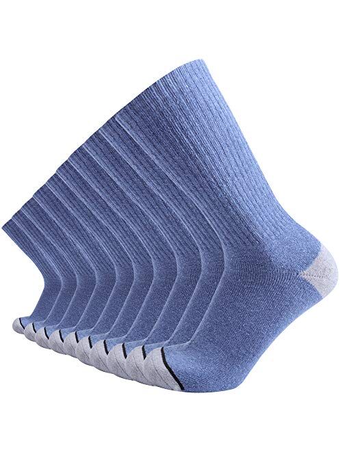 Enerwear 10P Pack Men's Cotton Moisture Wicking Heavy Cushion Crew Socks