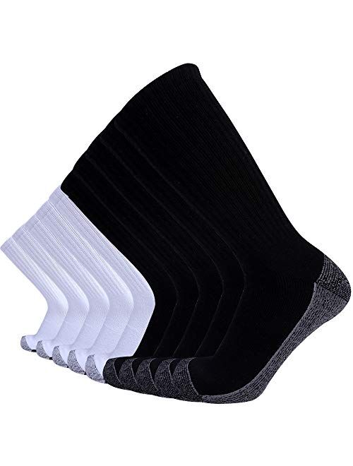 Enerwear 10P Pack Men's Cotton Moisture Wicking Heavy Cushion Crew Socks