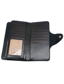 Boshiho Leather Bifold Credit Card Holder Wallet Slim Clutch Purse with Id Window Credit Card Case Wallet