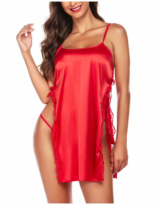 Avidlove Women Babydoll for Women Satin Nightwear Lace Chemise Sexy Nightgown