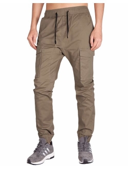 ITALY MORN Men's Chino Jogger Pants with Cargo Pockets