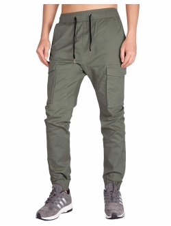 ITALY MORN Men's Chino Jogger Pants with Cargo Pockets