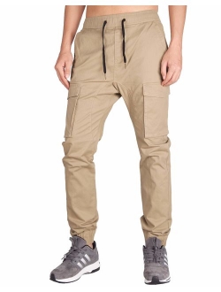 ITALY MORN Men's Chino Jogger Pants with Cargo Pockets