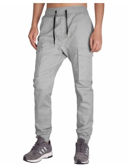 ITALY MORN Men's Chino Jogger Pants with Cargo Pockets