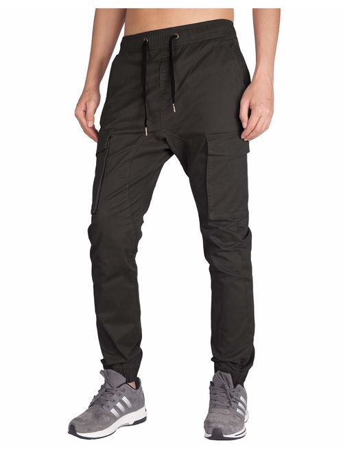 ITALY MORN Men's Chino Jogger Pants with Cargo Pockets