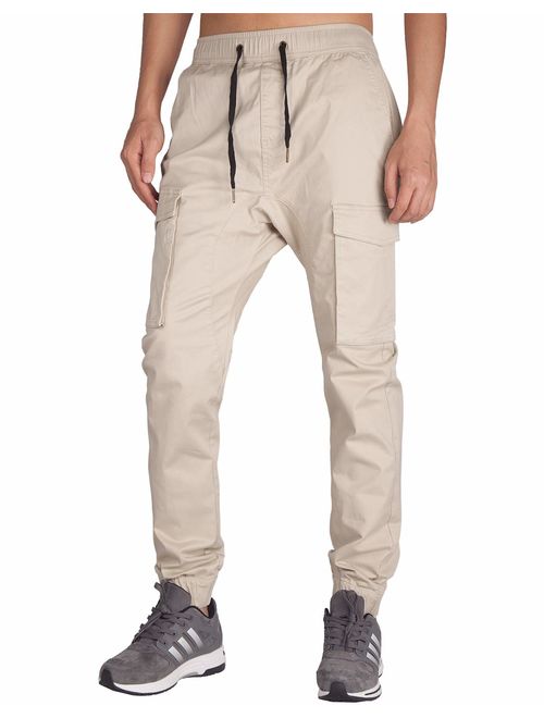 ITALY MORN Men's Chino Jogger Pants with Cargo Pockets