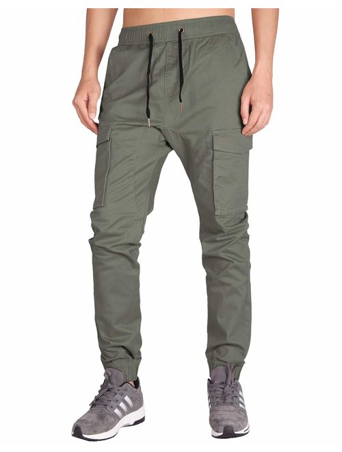 ITALY MORN Men's Chino Jogger Pants with Cargo Pockets