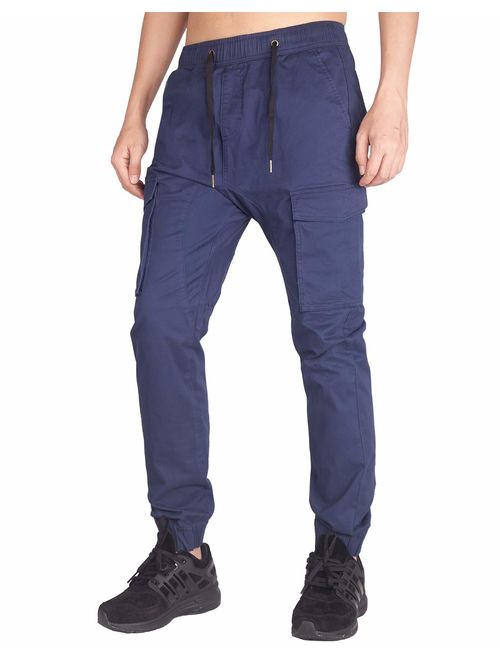 ITALY MORN Men's Chino Jogger Pants with Cargo Pockets