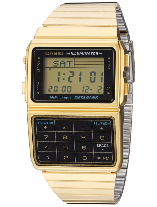 Casio #DBC611G-1D Men's Gold Tone 25 Memory Calculator Databank Watch