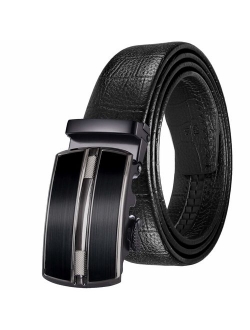 JINIU Men's Belt- Leather Rachet Dress Black Belts With Automatic Buckle - Enclosed in an Elegant Gift Box