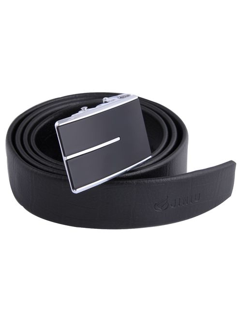 JINIU Men's Belt- Leather Rachet Dress Black Belts With Automatic Buckle - Enclosed in an Elegant Gift Box