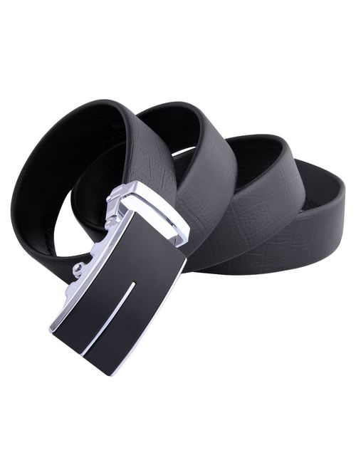 JINIU Men's Belt- Leather Rachet Dress Black Belts With Automatic Buckle - Enclosed in an Elegant Gift Box