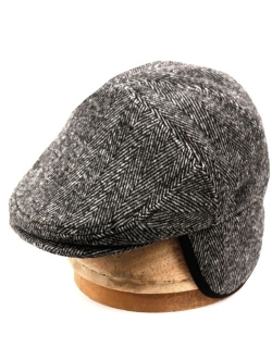Epoch hats 100% Wool Herringbone Winter Ivy Cabbie Hat w/Fleece Earflaps - Driving Hat
