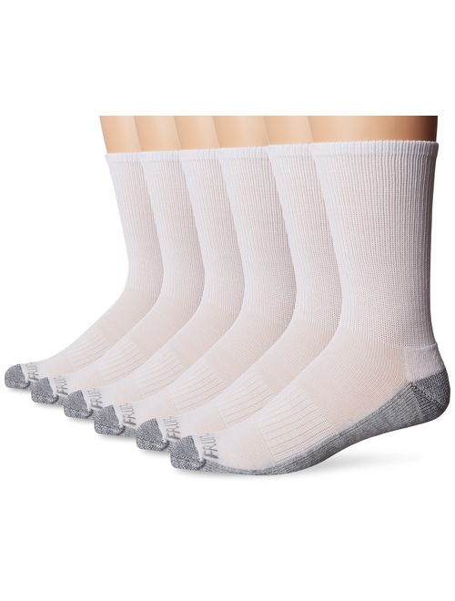 Fruit of the Loom Men's Essential 6 Pack Casual Crew Socks | Arch Support | Black & White