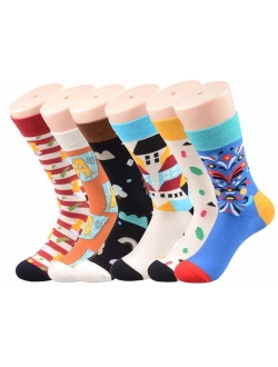 PUTON Men's Fun & Funky Colorful Cotton Dress Socks