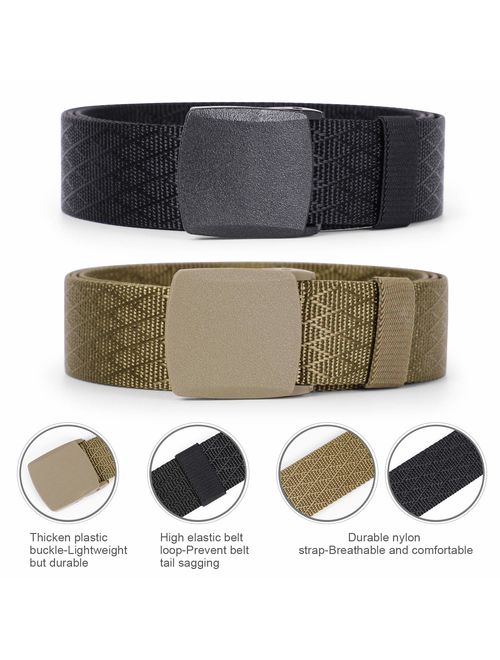 WERFORU Mens Nylon 1.5in Width Adjustable Belt With Military Plastic Buckle