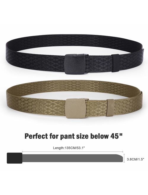 WERFORU Mens Nylon 1.5in Width Adjustable Belt With Military Plastic Buckle