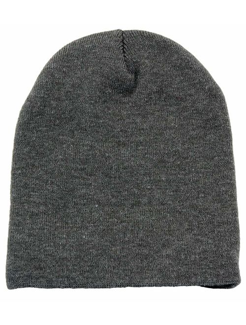 Top Level Short Plain Beanie - Winter Unisex Plain Knit Hat