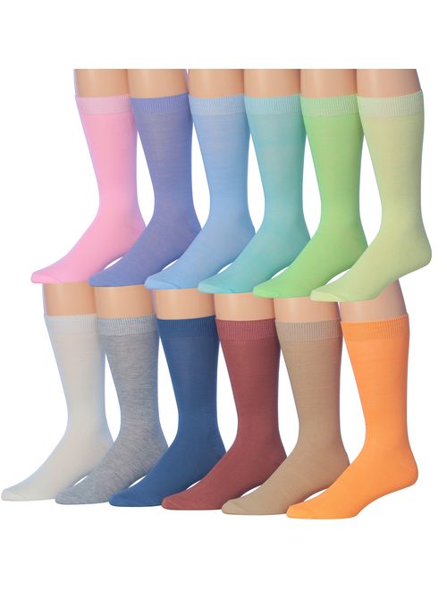 James FialloMen's 12-Pairs Solid Colored Bold Lightweight Dress Socks