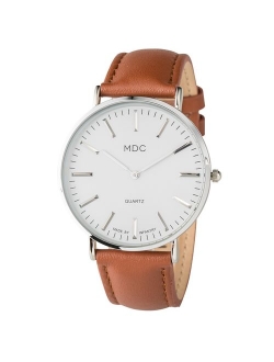 MDC Mens Minimalist Ultra Thin Leather Watch Dress Casual Classic Formal Quartz Analog Wrist Watches for Men