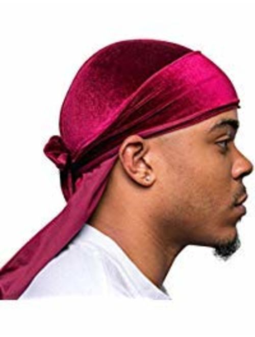 Veeta Superior Velvet Durags (Multiple Colors) - Soft Velvet Fabric | Silky Liner | Long Straps