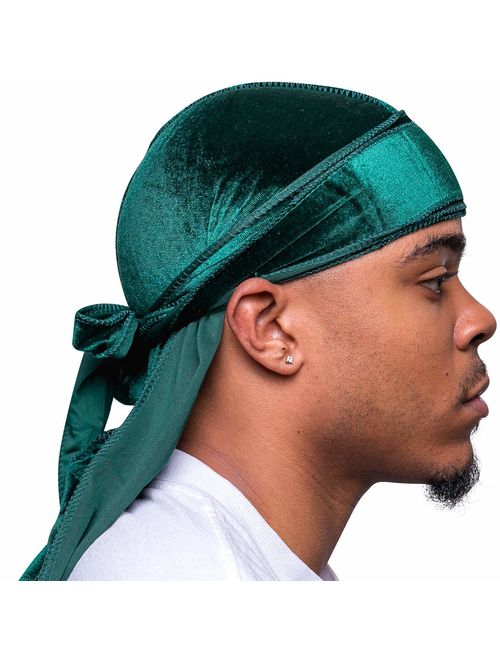 Veeta Superior Velvet Durags (Multiple Colors) - Soft Velvet Fabric | Silky Liner | Long Straps