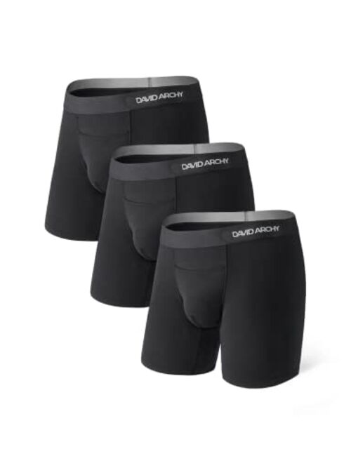 DAVID ARCHY Men's 3 Pack Premium Supima Cotton Underwear Ultra Soft Boxer Briefs with Fly