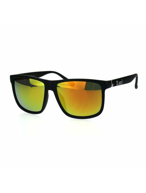 Locs Mirrored Lens Gangster Oversized Rectangular Horned Sunglasses