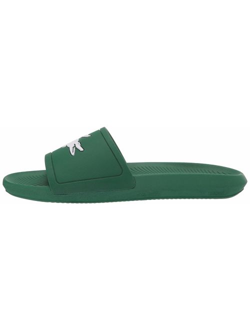 Lacoste Men's Croco Slide Sandal, Green/White, 12 Medium US