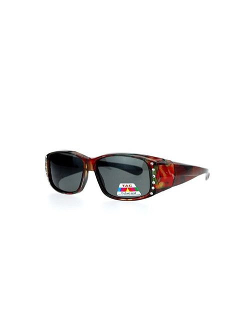 Polarized Rhinestone Sunglasses Fit Over Oval Rectangular Cover Sunglasses