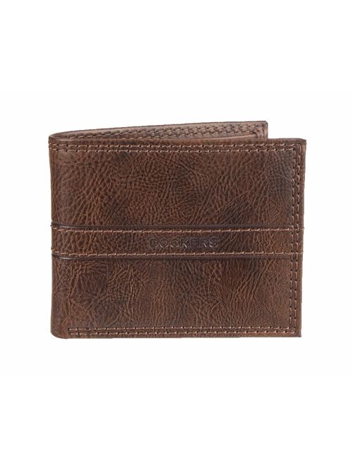 Dockers Men's Bifold Leather Wallet - Thin Slimfold RFID Blocking Security Smart Extra Capacity