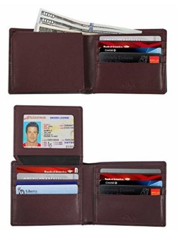 RFID Wallets for Men - Real Leather Bifold Wallets - Thin & Slim RFID Blocking Security Wallet