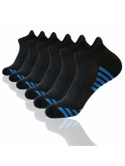 Shinno Mens Ankle Athletic Socks Low Cut Breathable Cushion Running Tab Socks 6 Pack