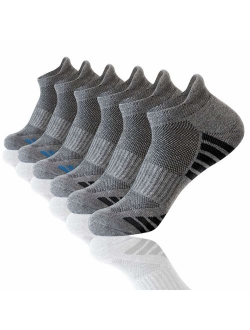 Shinno Mens Ankle Athletic Socks Low Cut Breathable Cushion Running Tab Socks 6 Pack