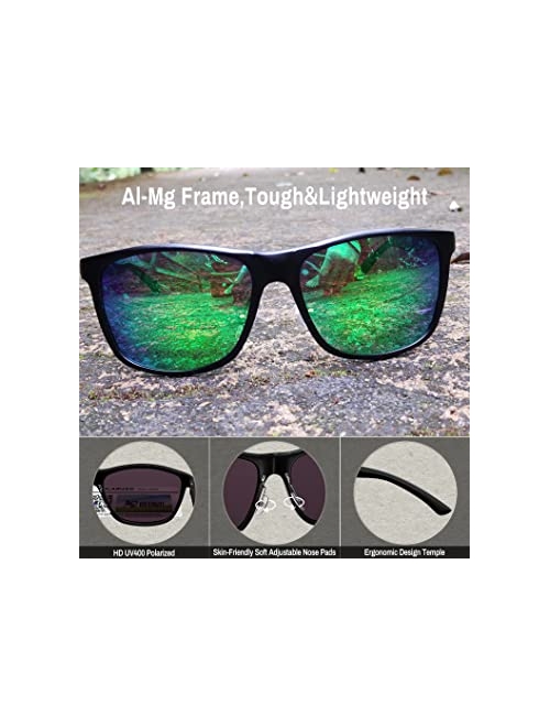 ROCKNIGHT HD Polarized Al-Mg Metal Driving UV400 Protection Sunglasses for Men Women Outdoor Sunglasses for Medium&Big Head