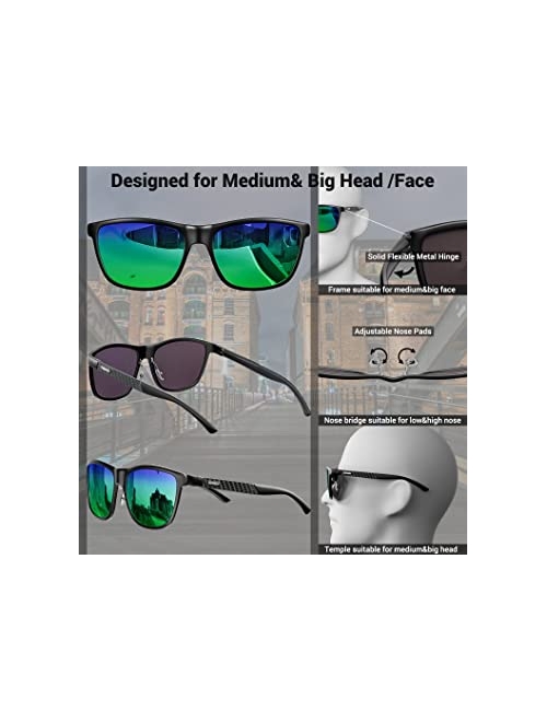 ROCKNIGHT HD Polarized Al-Mg Metal Driving UV400 Protection Sunglasses for Men Women Outdoor Sunglasses for Medium&Big Head