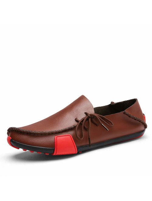 Ceyue Loafers for Men Driving Shoes Penny Loafers Casual Leather Stitched Slip On Shoes