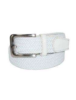 CTM Men's Elastic Braided Stretch Belt with Silver Buckle