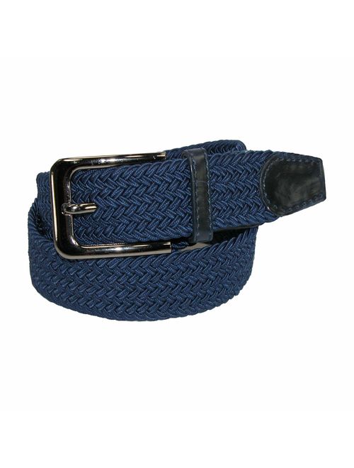 CTM Men's Elastic Braided Stretch Belt with Silver Buckle